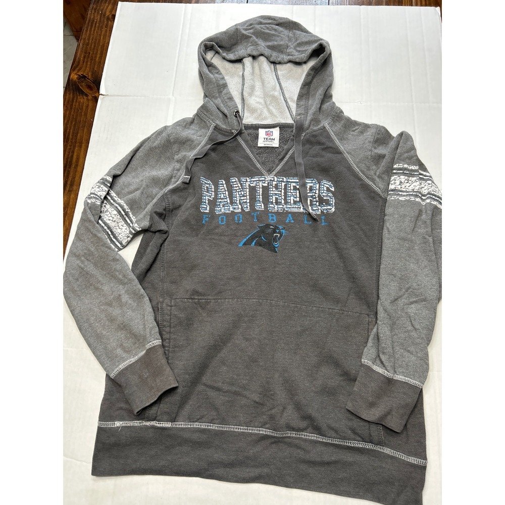 NFL Team Apparel Carolina Panthers Womens Gray Hoodie Sweatshirt Size M